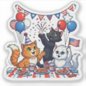 Sticker Festive Paw-ty - Patriotic Cat Party (Devant)