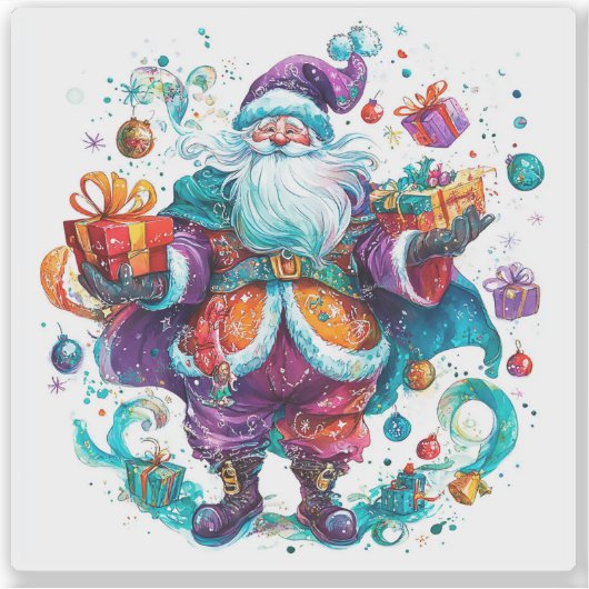 Sticker Festive Père Noël se répand Cheval en déc (Devant)