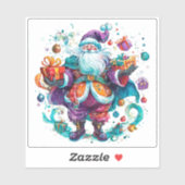 Sticker Festive Père Noël se répand Cheval en déc (Feuille)