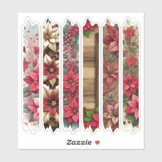 Sticker Festive Poinsettia Frames Washi Tape Scrapbook (Feuille)