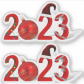 Sticker Festive Red Joyeux Noël Nouvel An 2023 (Devant)