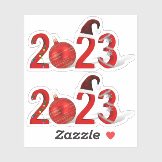 Sticker Festive Red Joyeux Noël Nouvel An 2023 (Feuille)