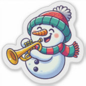 Sticker Festive Snowman Trumpeting joyeusement (Devant)