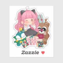 Fête Anime Fille Chat Rose Cheer de Vacances