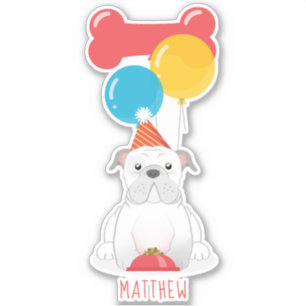 Sticker Fête d'anniversaire de Bulldog