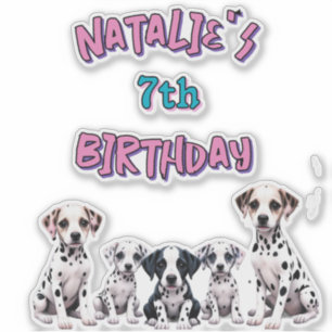 Sticker Fête d'anniversaire de chiens Dalmatiens pastel