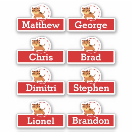 Sticker Fête d'anniversaire de cirque faveur noms tigre de (Devant)