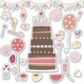Sticker Fête d'anniversaire et fête du gâteau (Devant)