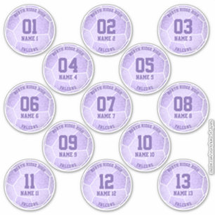 Sticker fête d'anniversaire pastel violet girly soccer
