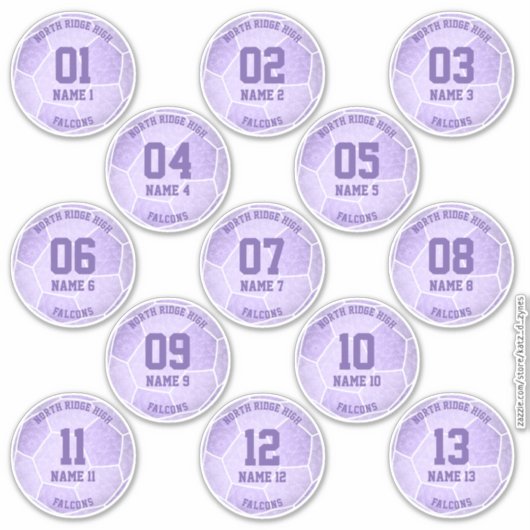 Sticker fête d'anniversaire pastel violet girly soccer (Devant)
