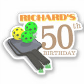 Sticker Fête d'anniversaire sportive sur le thème du pickl (Recto)