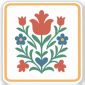 Sticker Fête d'art populaire floral Heart & Petal (Recto)