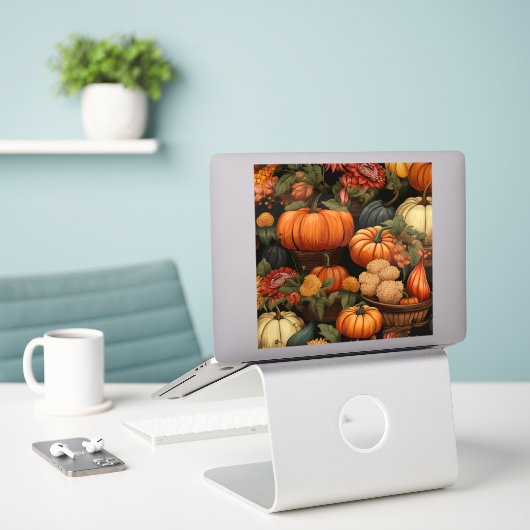 Sticker Fête d'automne (Ordinateur portable sur le bureau)