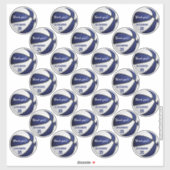 Sticker fête de basket bleu blanc merci ensemble de 25 (Feuille)