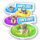 Sticker Fête de chien dans la piscine (Devant)