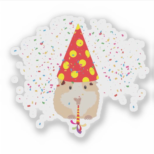 Sticker Fête de hamster - Animaux ayant une fête (Devant)