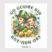 Sticker fête de la saint-patrick | Go gcuire Dia an t-ádh (Feuille)