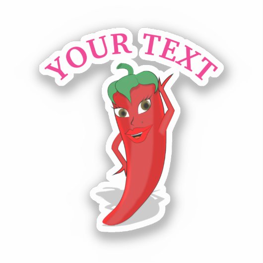 Sticker Fête de mariage rose avec diva du piment rouge (Recto)