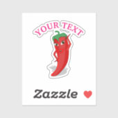 Sticker Fête de mariage rose avec diva piment rouge (Feuille)