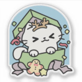 Sticker Fête de Noël avec Purr-ty Time Cat (Devant)