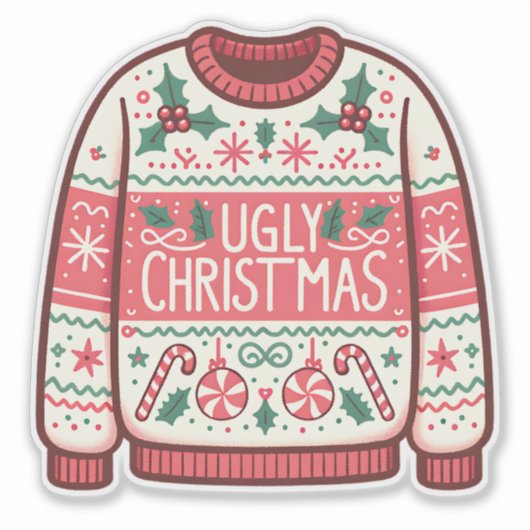Sticker Fête de Noël avec un pull moche et ringard (Devant)