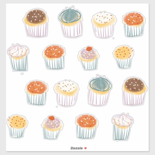 Sticker Fête des cupcakes (Feuille)