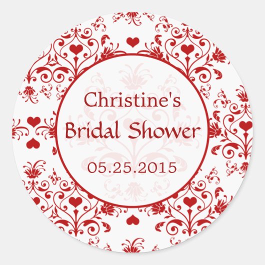 Sticker Fête des mariées Damask coeur rouge tourbi (Devant)