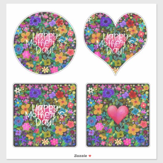 Sticker Fête des Mères Fleurs de Boho (Feuille)