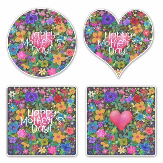 Sticker Fête des Mères Fleurs de Boho (Devant)