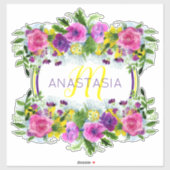 Sticker Fête des mères Mère dimanche aquarelle Monogramme (Feuille)