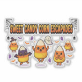 Sticker Fête d'Halloween Candy Corn Mignonne (Devant)