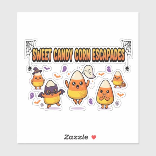 Sticker Fête d'Halloween Candy Corn Mignonne (Feuille)