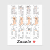 Sticker Fête d'Halloween Tan Ghost Retro Blanc (Feuille)
