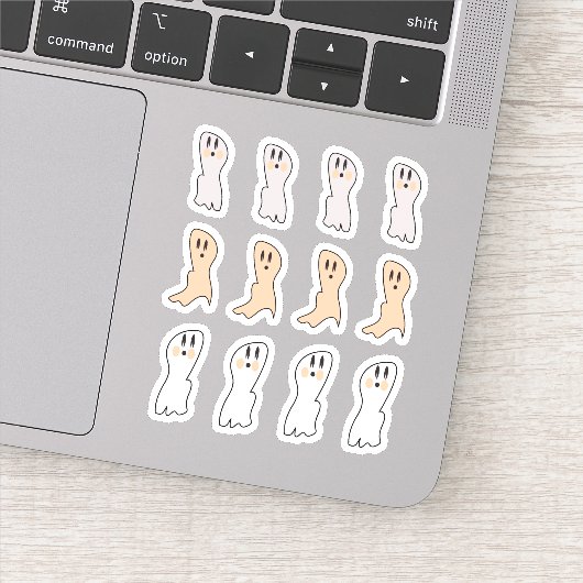 Sticker Fête d'Halloween Tan Ghost Retro Blanc (Détail)
