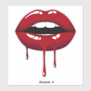 Sticker Fête dorée Luxe Glam Rouge Dégoulinant Lèvres
