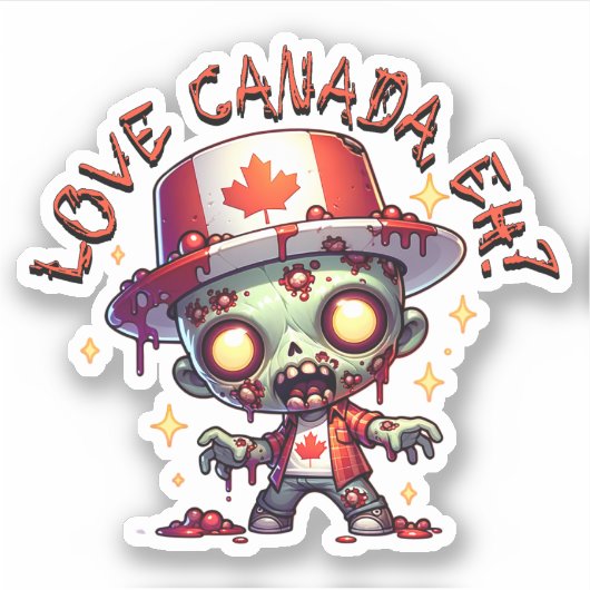 Sticker Fête du Canada des zombies (Devant)