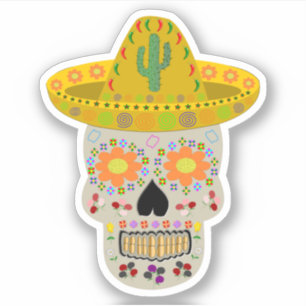 Sticker Fête mexicaine du crâne mort