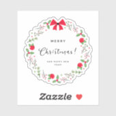 Sticker Fête moderne blanche et rouge Noël (Feuille)