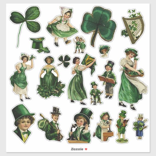 Sticker Fête vintage de la St Patrick (Feuille)