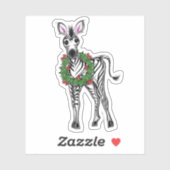 Sticker Fête Zebra | couronne rouge verte de Noël (Feuille)