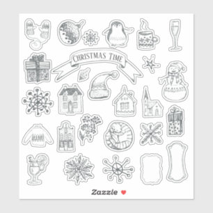 Sticker Fêtes de Noël Jour Vintage d'hiver