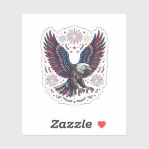 Sticker Feu d'artifice aigle chauve patriotique vecteur vi