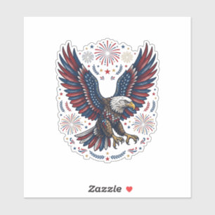 Sticker Feu d'artifice aigle chauve patriotique vecteur vi