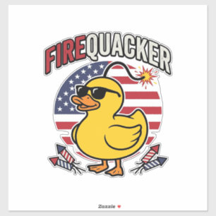 Sticker Feu d'artifice Canard Patriotique Conception Vecto