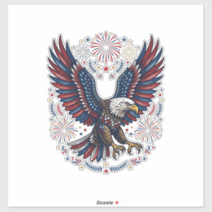 Sticker Feu d'artifice vintage aigle chauve patriotique ve
