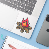 Sticker feu de camp (Ordinateur portable avec iPhone)