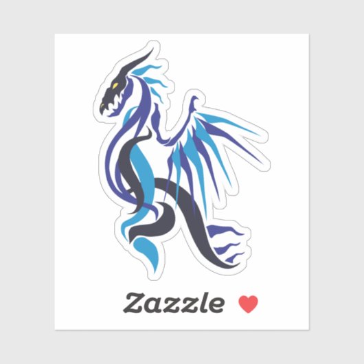 Sticker Feu de dragon bleu (Feuille)