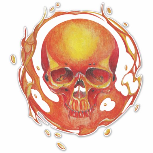 Sticker feu de lame crâne (Devant)