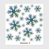 Sticker Feu de neige bleu vert neige Noël hiver (Feuille)