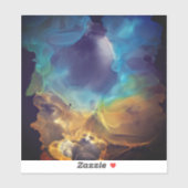 Sticker Feu et glace bleu et jaune art abstrait (Feuille)